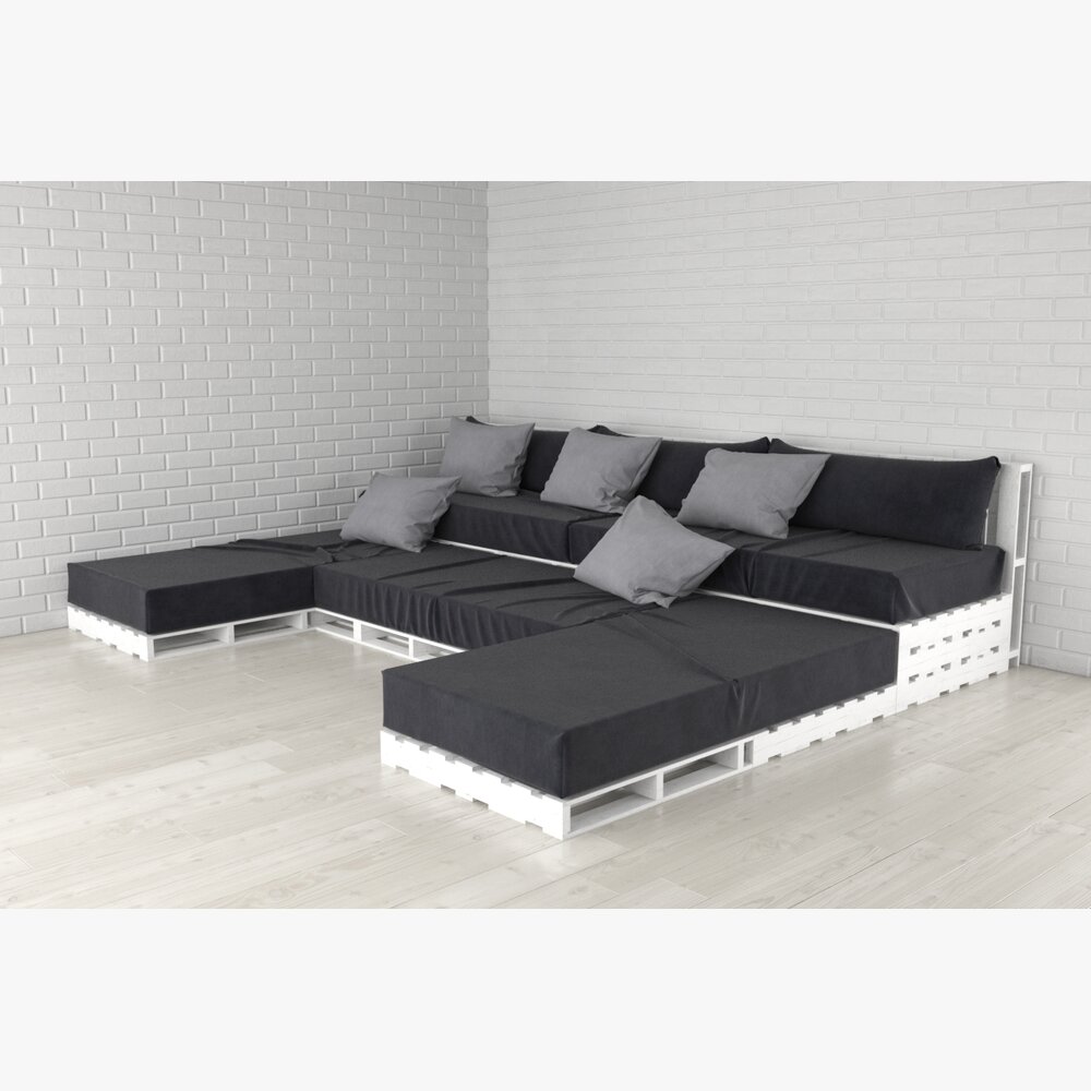 Modular Pallet Sofa Set 3D-Modell