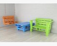 Colorful Pallet Furniture Set Modelo 3d