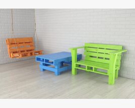 Colorful Pallet Furniture Set 3D-Modell