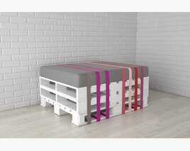Modern Pallet Ottoman with Colorful Straps Modello 3D