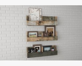 Rustic Wall-Mounted Shelf Decor 3Dモデル