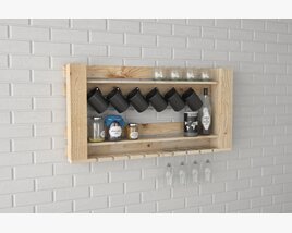 Rustic Wall-Mounted Wine Rack 02 3D-Modell