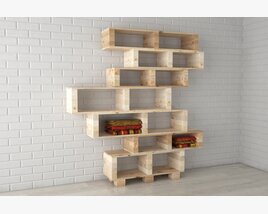 Wooden Pallet Wall Shelf 3D 모델 