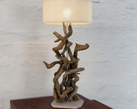 Rustic Driftwood Table Lamp Modello 3D