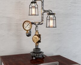 Industrial-Style Steampunk Lamp 3D model