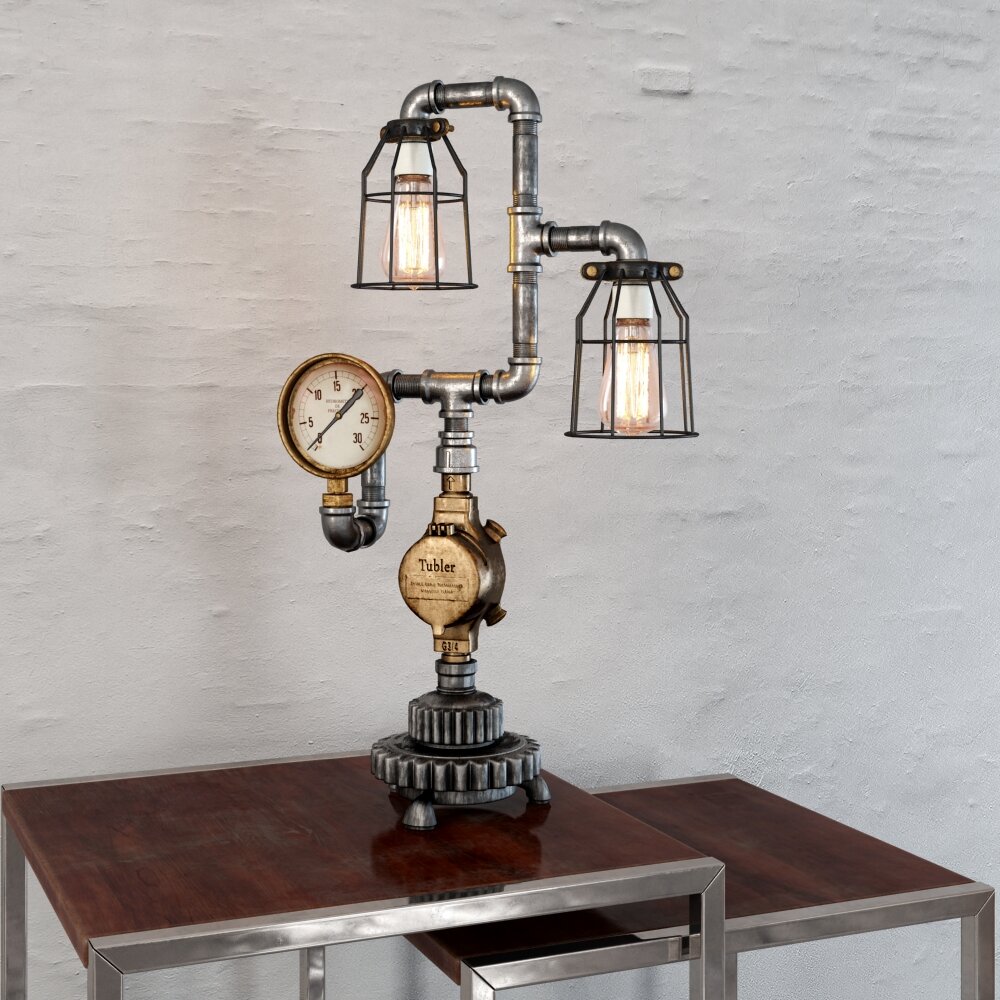 Industrial-Style Steampunk Lamp Modello 3D