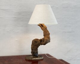 Rustic Wood Table Lamp 3D-Modell