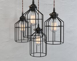 Industrial Cage Pendant Lights 3Dモデル