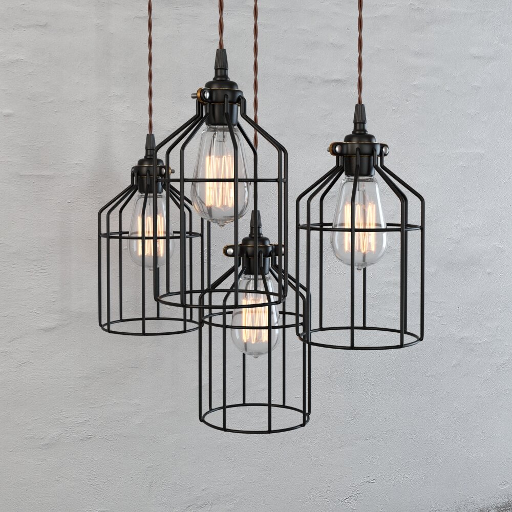 Industrial Cage Pendant Lights 3D-Modell