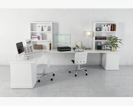 Modern Home Office Desk Setup 02 3D model