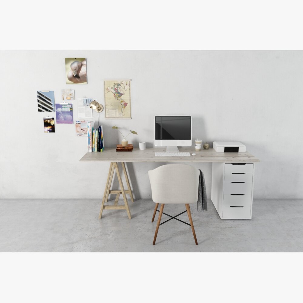 Modern Home Office Workspace 3D 모델 