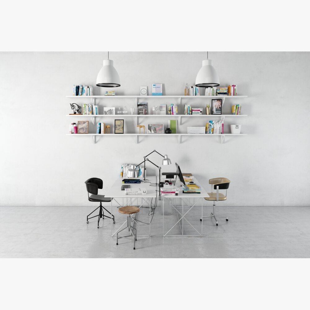 Modern Home Office Space Modello 3D