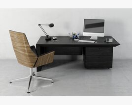 Modern Office Desk Setup Modello 3D