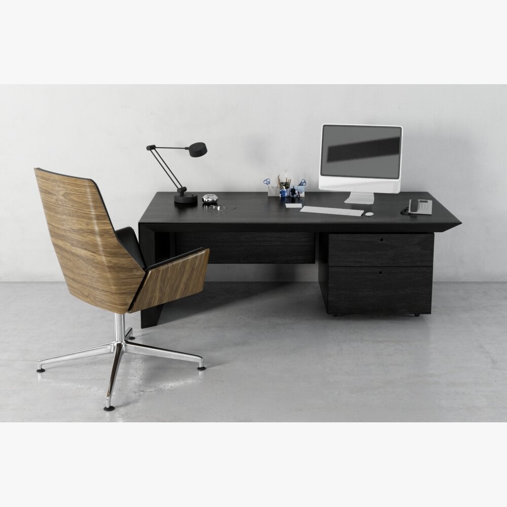 Modern Office Desk Setup 3D 모델 