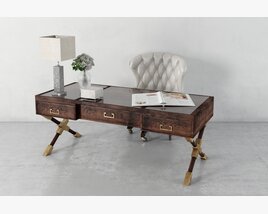 Elegant Wooden Writing Desk 3D-Modell