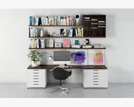 Contemporary Home Office Setup Modello 3D