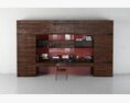 Modern Wooden Wall Desk System 3D 모델 