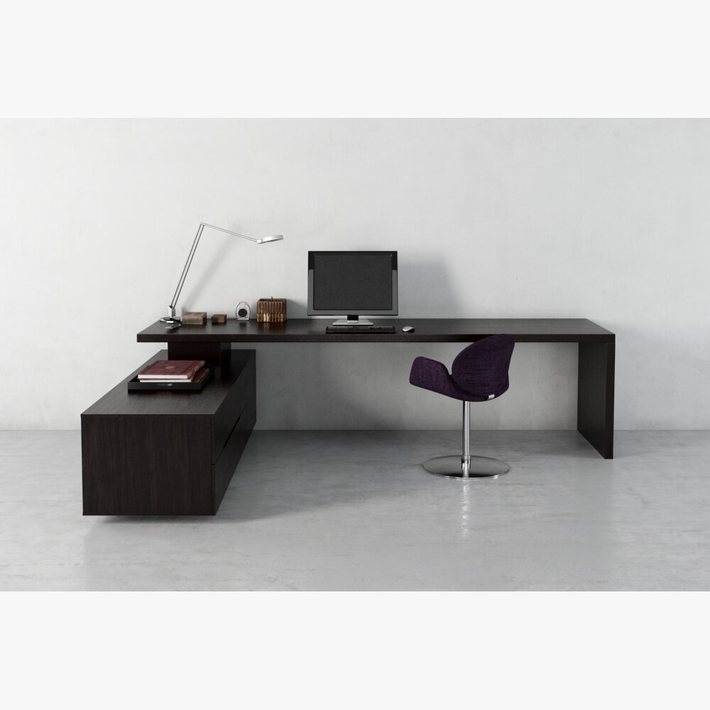 Modern Minimalist Office Desk Modelo 3D