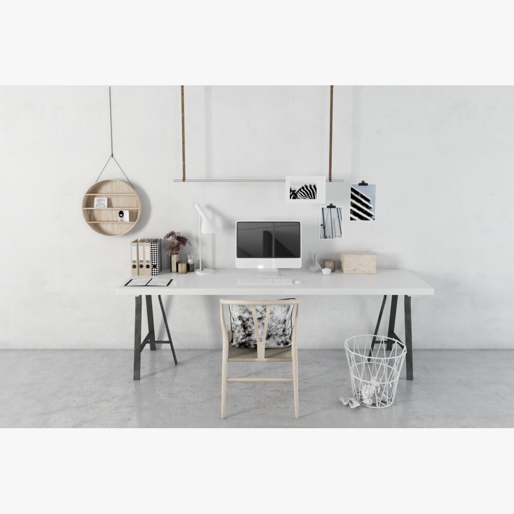 Minimalist Home Office Setup Modello 3D