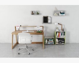 Modern Home Office Desk Setup 04 3D模型