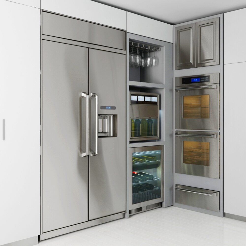 Modern Stainless Steel Refrigerator 3D модель