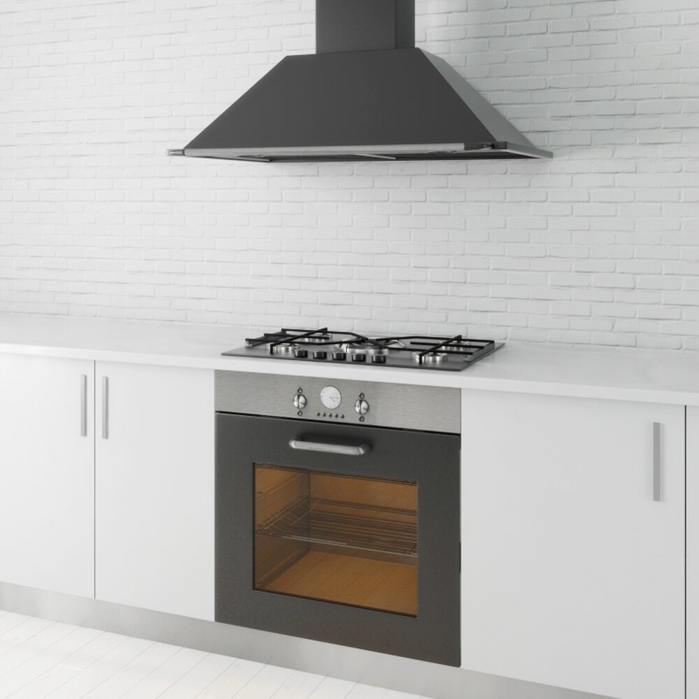 Modern Kitchen Cooktop and Oven 3d model