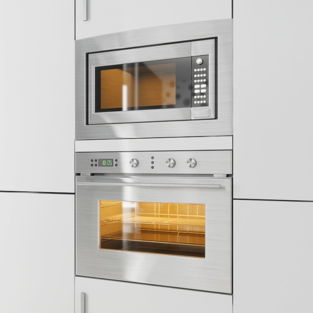 Modern Built-in Oven and Microwave 3D 모델 