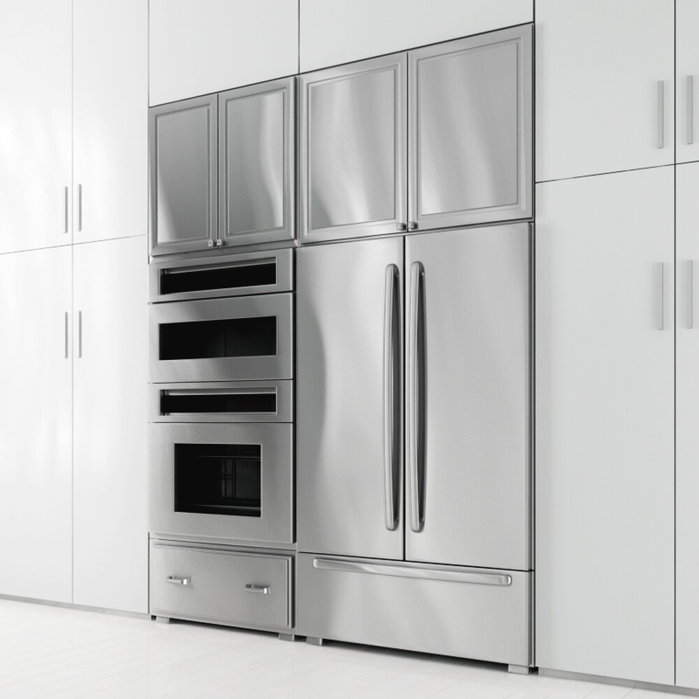 Modern Stainless Steel Refrigerator 02 3D模型