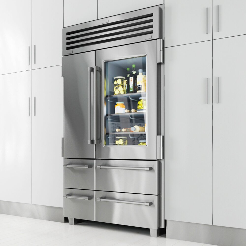 Modern Refrigerator with Food Display Modello 3D