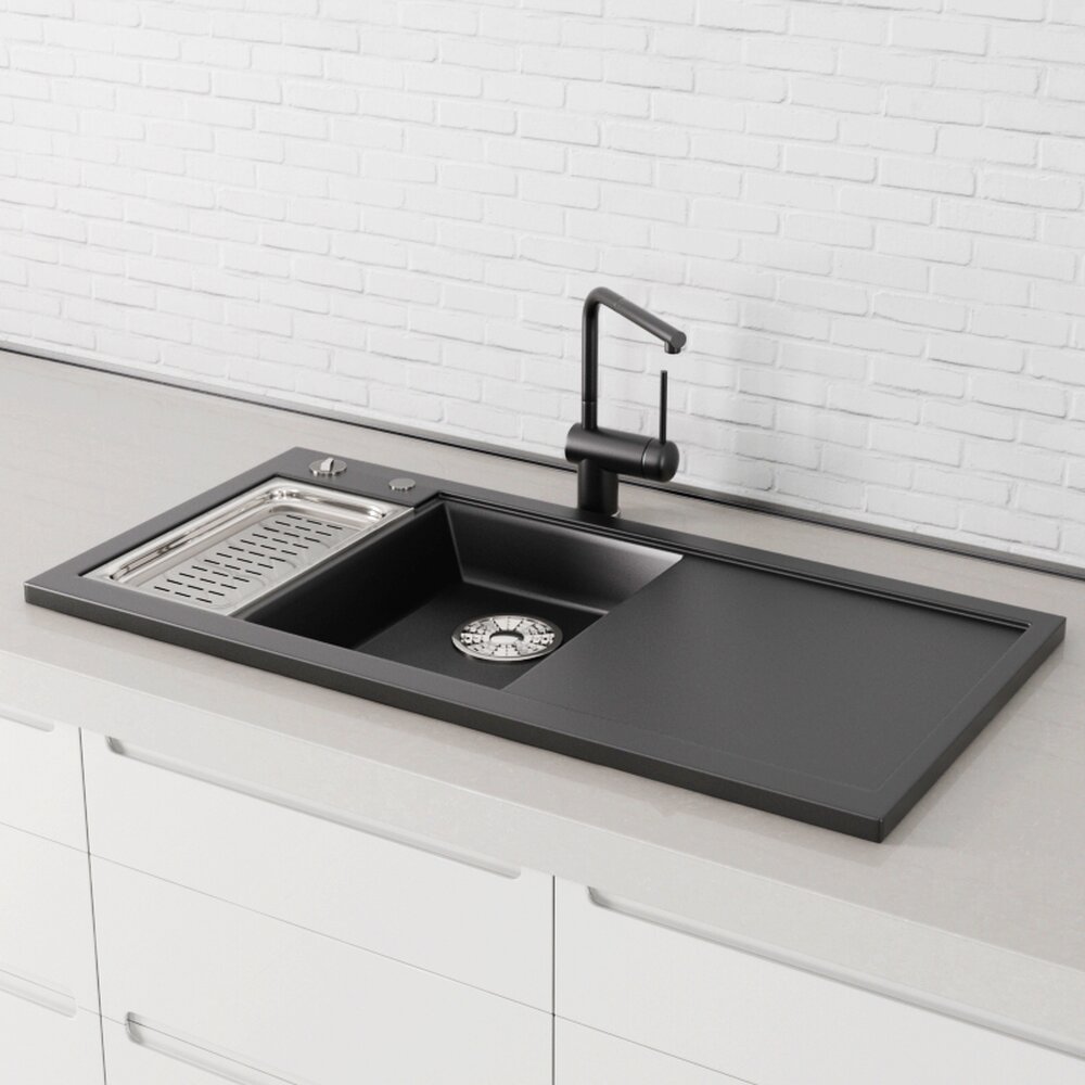 Modern Black Kitchen Sink 3D 모델 