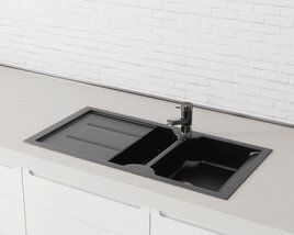 Modern Black Kitchen Sink 02 3D модель