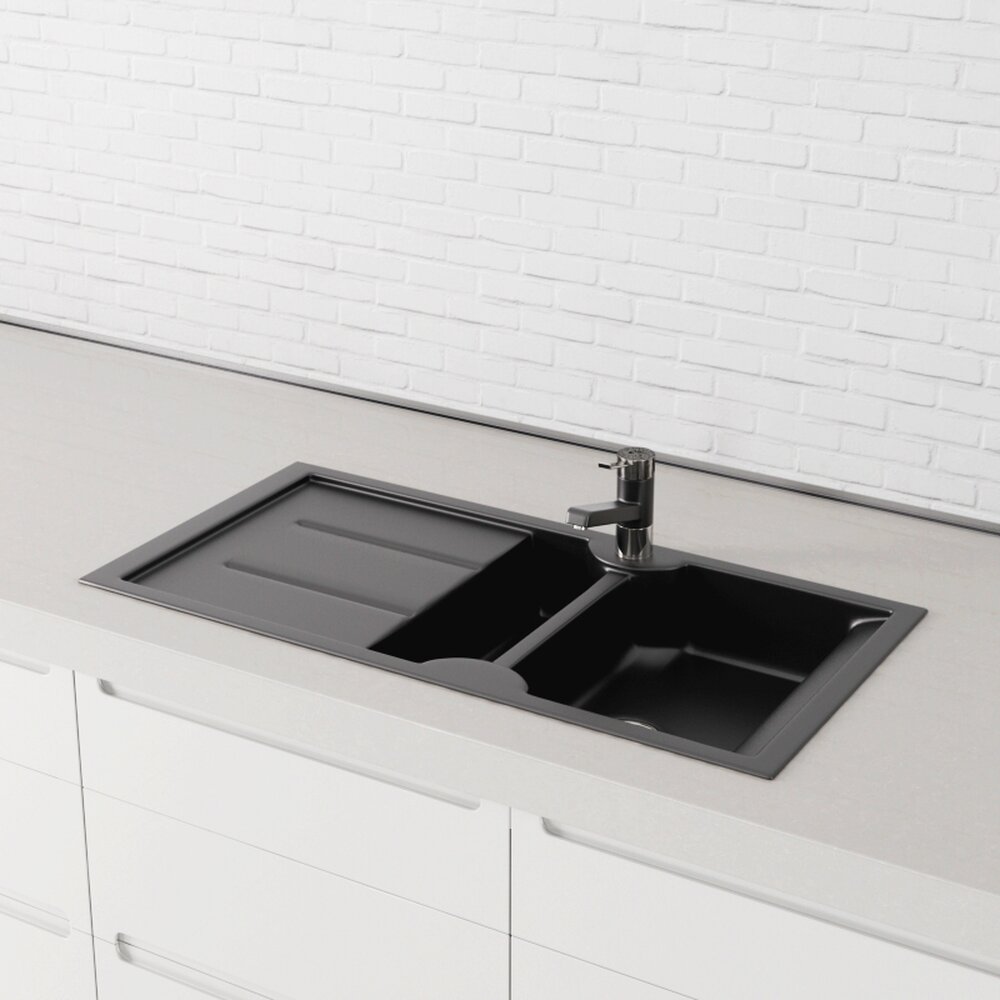Modern Black Kitchen Sink 02 3D-Modell