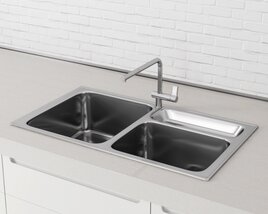 Stainless Steel Double Sink Modèle 3D