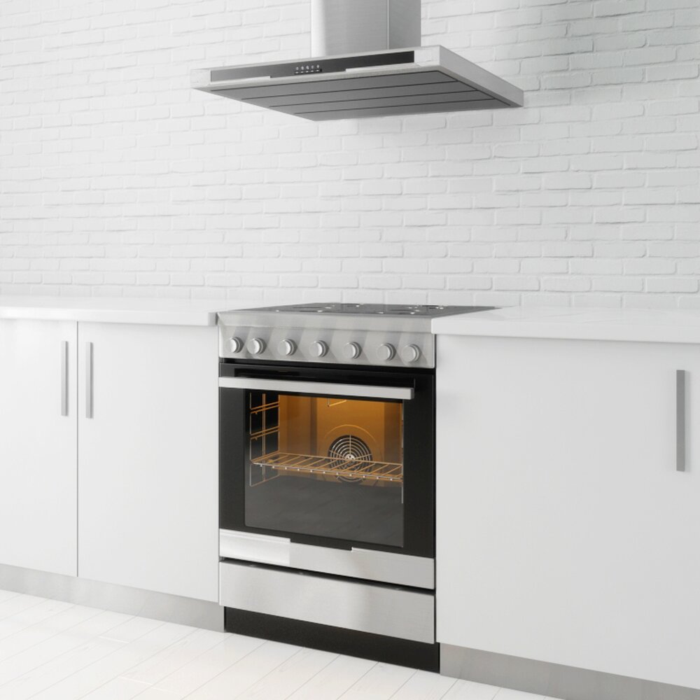 Modern Stainless Steel Kitchen Oven Modèle 3D
