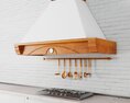 Wooden Kitchen Range Hood with Utensil Rack 3D 모델 