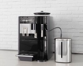 Modern Coffee Machine and Trash Bin 3D model