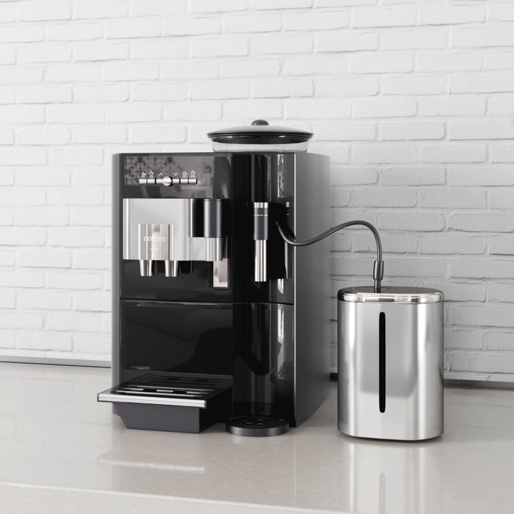 Modern Coffee Machine and Trash Bin 3D модель