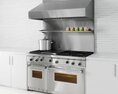 Modern Stainless Steel Range and Hood in Kitchen 3D 모델 