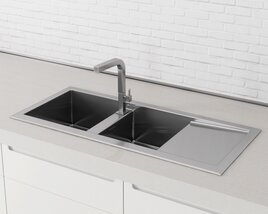 Modern Kitchen Sink and Faucet 3D-Modell