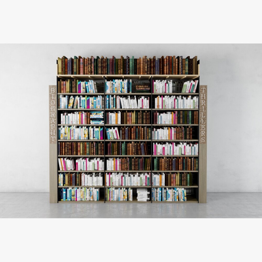 Home Library Bookshelf 3D 모델 
