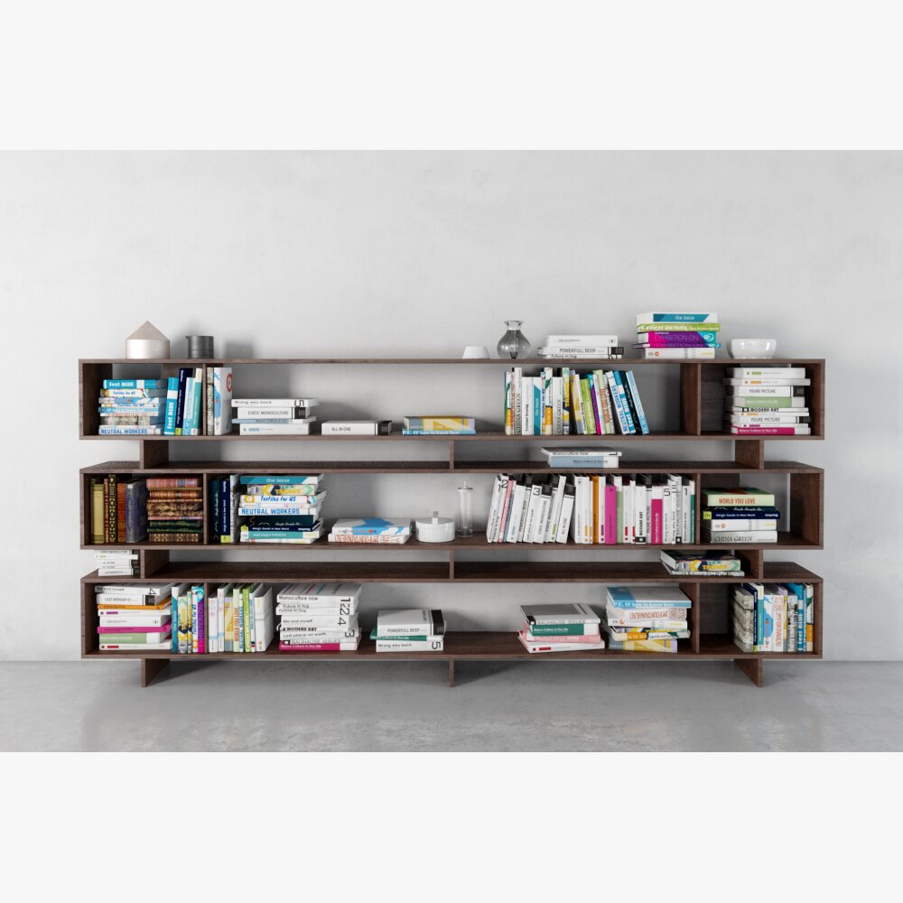 Modern Wooden Bookshelf 3D 모델 