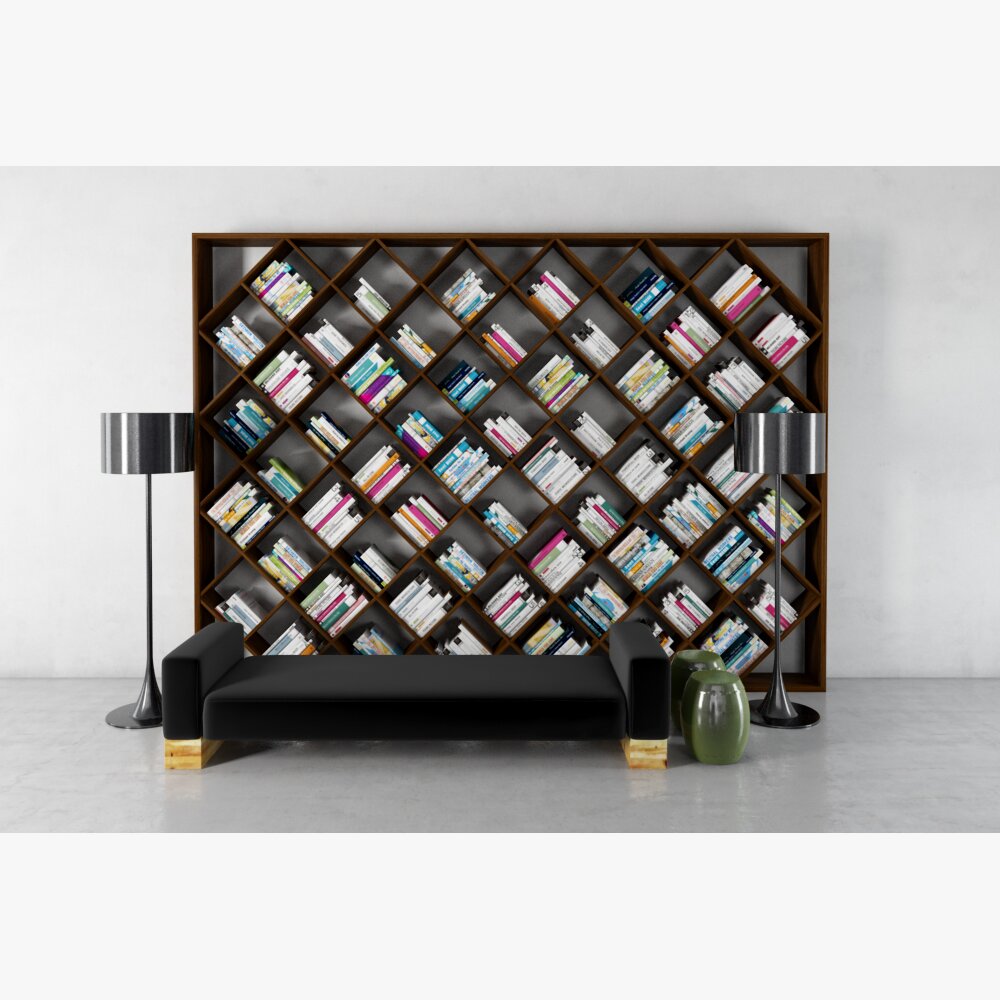 Modern Bookshelf with Reading Nook Modèle 3D