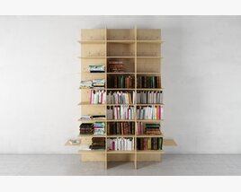 Modern Wooden Bookshelf Display 3D модель