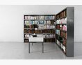 Modern Bookshelf with Desk 3D模型