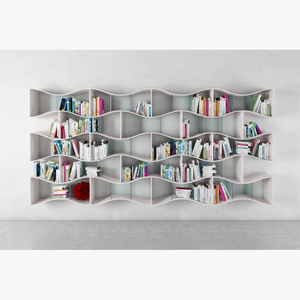 Wavy Modular Bookshelf Modello 3D