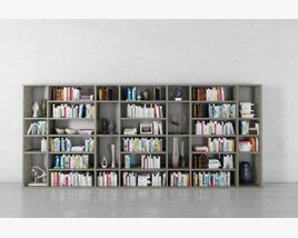 Modern Bookshelf with Decorations Modello 3D