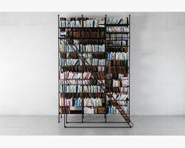 Industrial-Style Metal Bookshelf 3D model