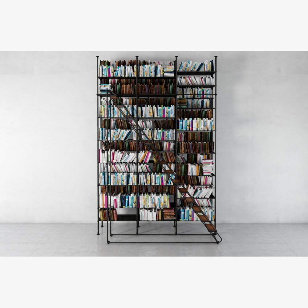 Industrial-Style Metal Bookshelf 3d model