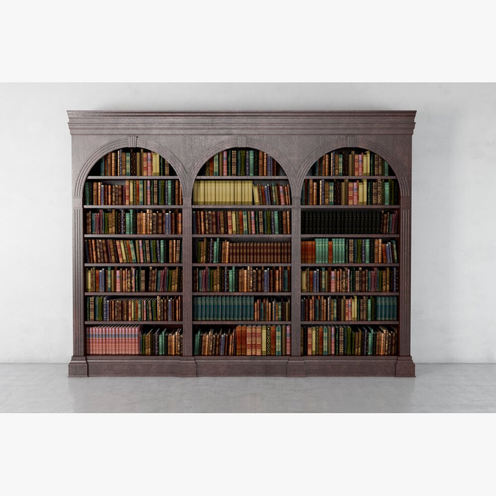Elegant Wooden Classic Bookshelf 3D-Modell