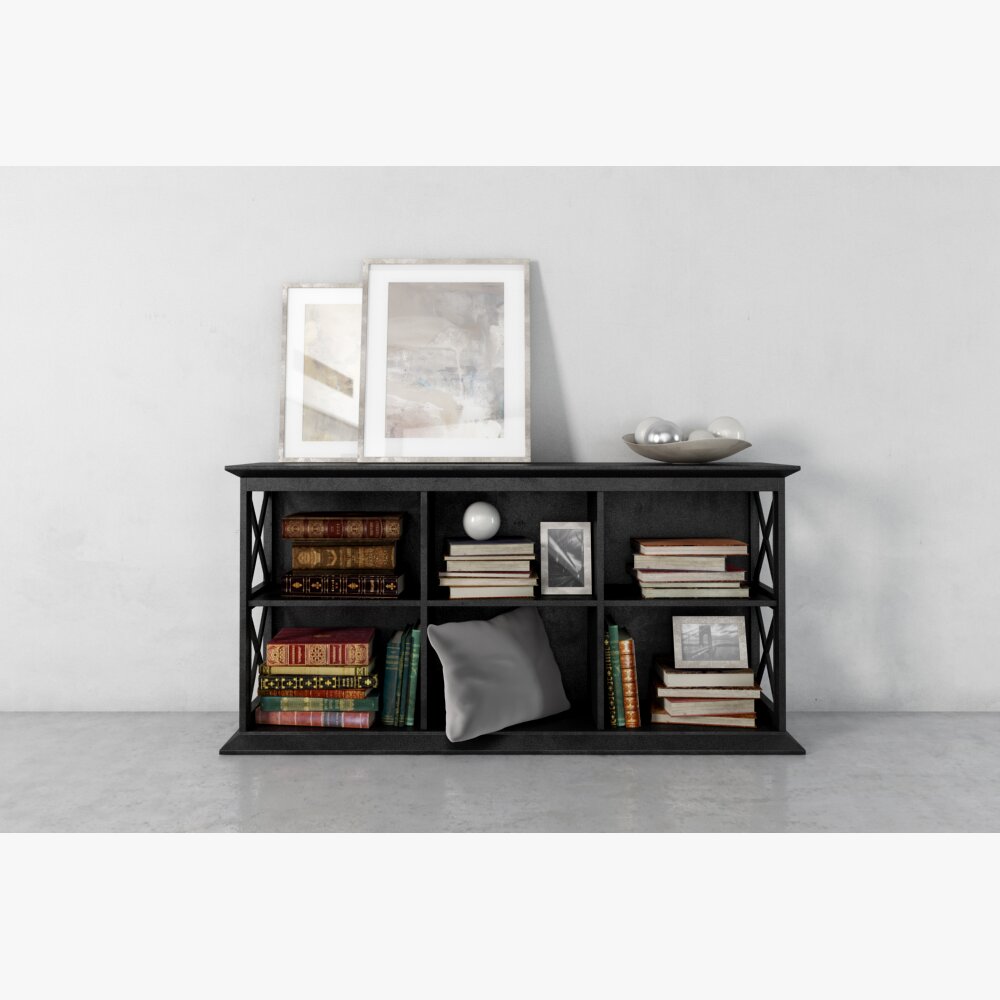 Modern Bookshelf with Decor Modello 3D